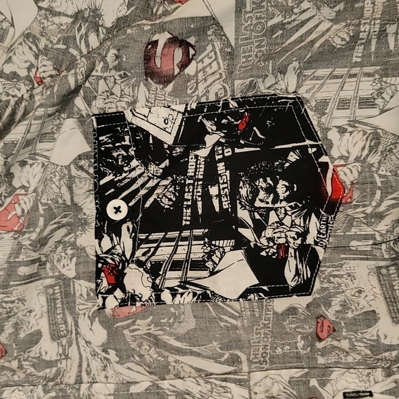 Superman DC Comics reverse-print button-front Hawaiian shirt mens XL - Picture 2 of 4